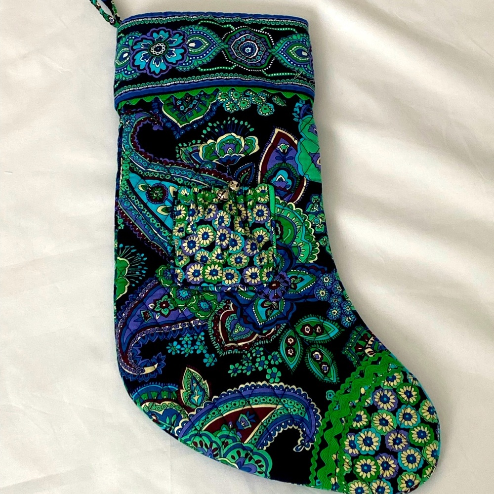 Vera Bradley Christmas stocking with front pocket.  Excellent Condition.